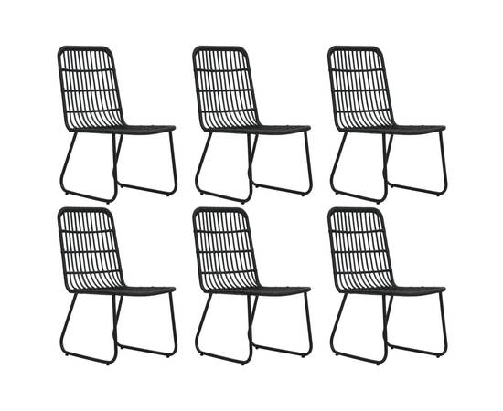 Set mobilier de exterior, 7 piese, negru, poliratan și sticlă, 3 image