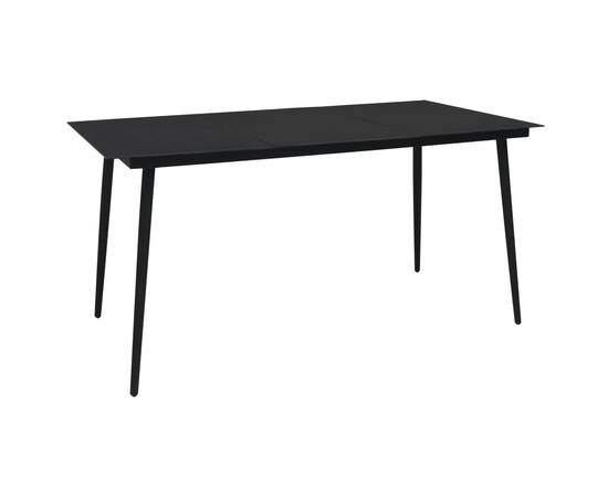 Set mobilier de exterior, 7 piese, negru, poliratan și sticlă, 10 image