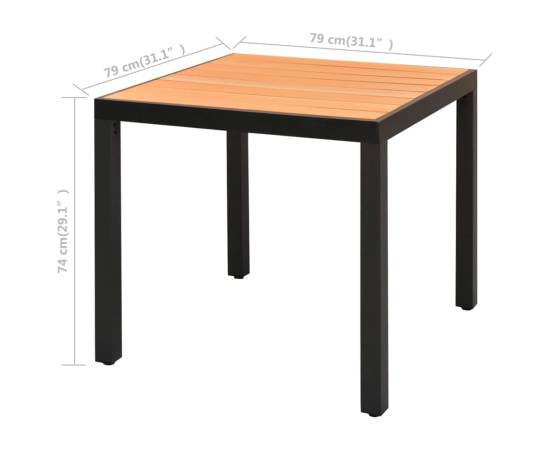 Set mobilier de grădină, 5 piese, negru și maro, ratan pvc, 7 image