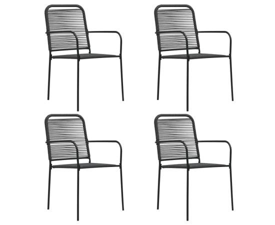 Set mobilier de grădină, 5 piese, negru, sticlă și oțel, 6 image