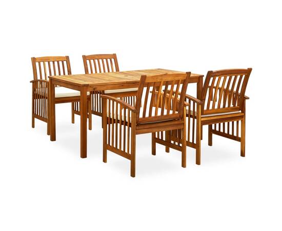 Set mobilier de grădină cu perne, 5 piese, lemn masiv acacia