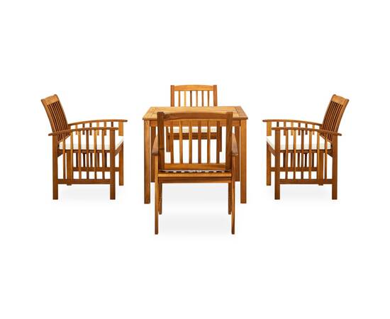 Set mobilier de grădină cu perne, 5 piese, lemn masiv acacia, 2 image