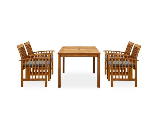 Set mobilier de grădină cu perne, 5 piese, lemn masiv de acacia, 2 image