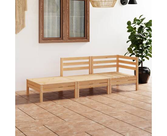 Set mobilier de grădină, 3 piese, lemn masiv de pin