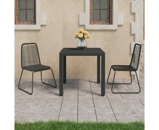 Set mobilier de grădină, 3 piese, negru, ratan pvc