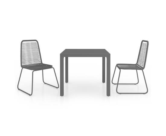 Set mobilier de grădină, 3 piese, negru, ratan pvc, 2 image