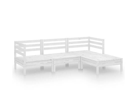 Set mobilier de grădină, 4 piese, alb, lemn masiv de pin, 2 image