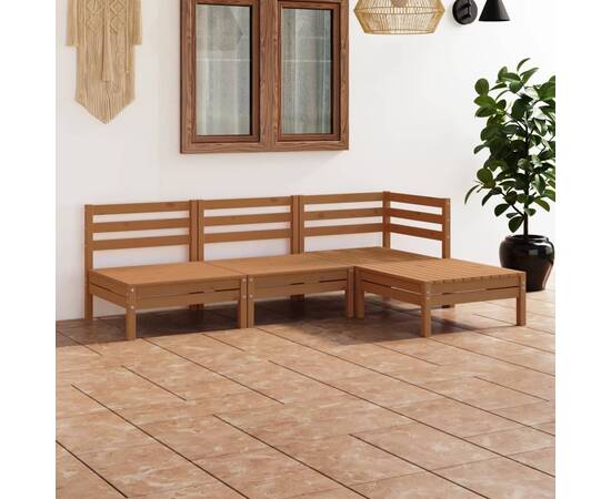 Set mobilier de grădină, 4 piese, maro miere, lemn masiv de pin