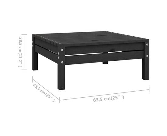 Set mobilier de grădină, 4 piese, negru, lemn masiv de pin, 8 image