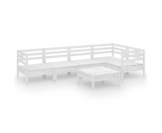 Set mobilier de grădină, 6 piese, alb, lemn masiv de pin, 2 image