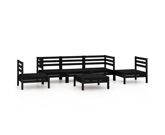 Set mobilier de grădină, 6 piese, negru, lemn masiv de pin, 2 image