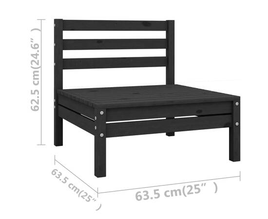 Set mobilier de grădină, 8 piese, negru, lemn masiv de pin, 7 image