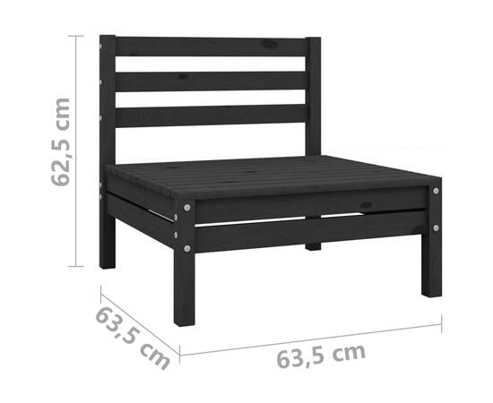 Set mobilier de grădină, 4 piese, negru, lemn masiv de pin, 7 image