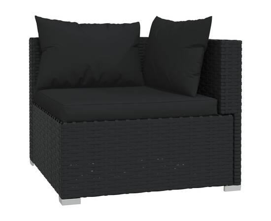 Set mobilier de grădină cu perne, 5 piese, negru, poliratan, 4 image