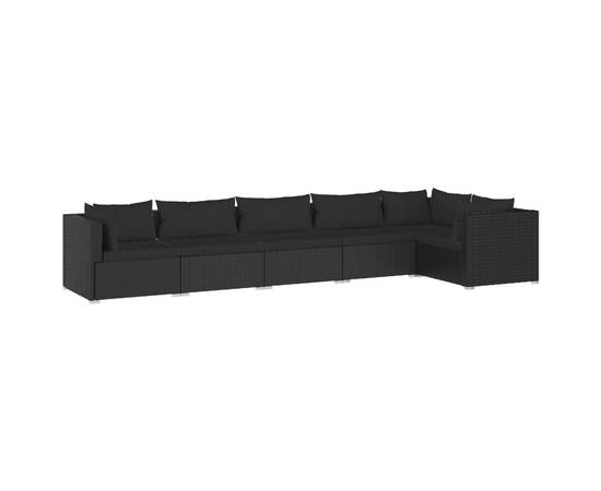 Set mobilier de grădină cu perne, 6 piese, negru, poliratan, 2 image