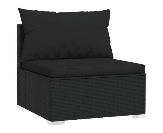 Set mobilier de grădină cu perne, 6 piese, negru, poliratan, 3 image