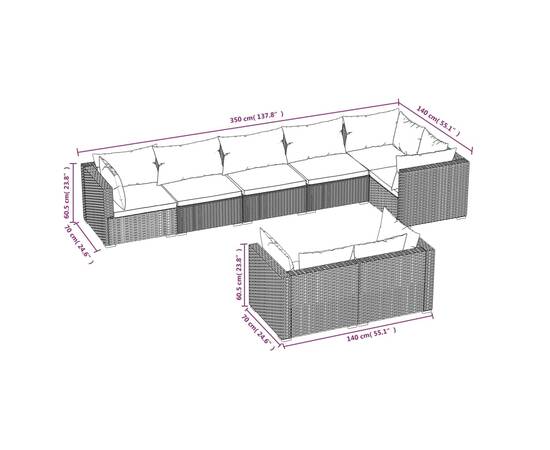 Set mobilier de grădină cu perne, 8 piese, negru, poliratan, 6 image