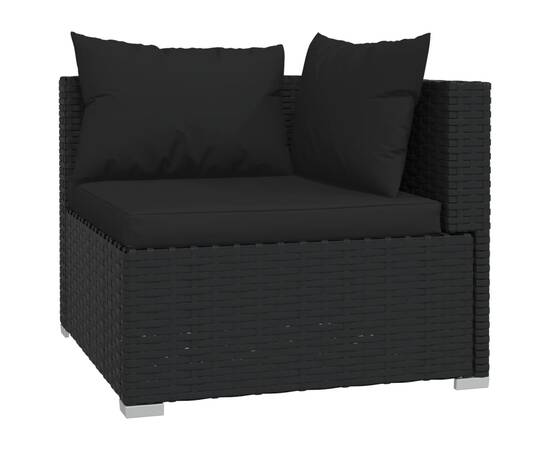 Set mobilier de grădină cu perne, 9 piese, negru, poliratan, 3 image