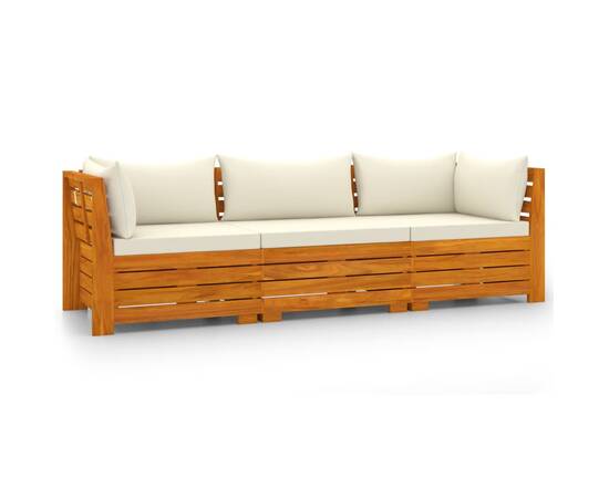Canapea de grădină cu 3 locuri, cu perne, lemn masiv de acacia, 2 image
