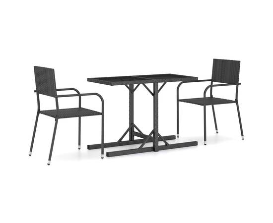 Set mobilier de grădină, 3 piese, negru, 2 image