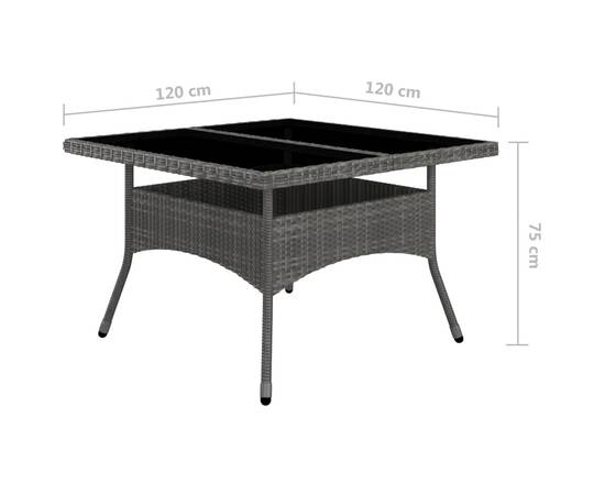 Set mobilier de grădină, 9 piese, gri, poliratan și lemn acacia, 10 image