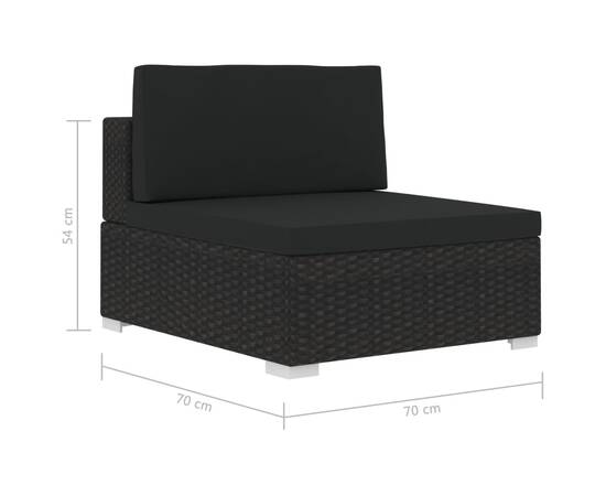 Set mobilier de grădină cu perne, 3 piese, negru, poliratan, 11 image