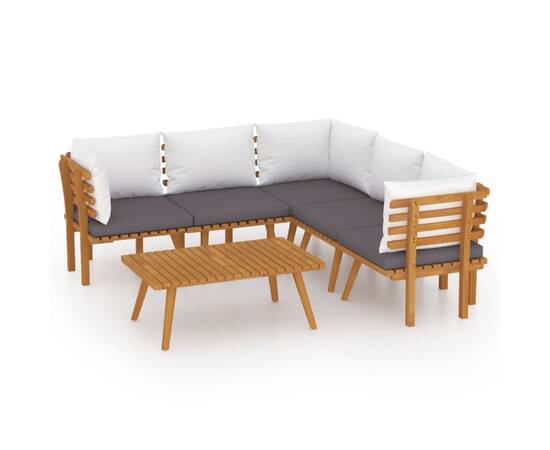 Set mobilier de grădină cu perne, 6 piese, lemn masiv acacia, 2 image