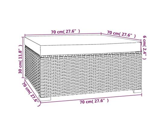 Set mobilier de grădină cu perne, 6 piese, maro, poliratan, 11 image