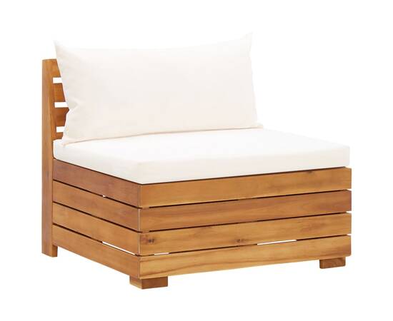 Set mobilier grădină cu perne, 5 piese, alb crem, lemn acacia, 4 image