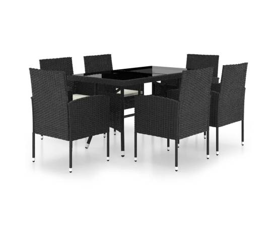 Set mobilier de grădină, 7 piese, negru, poliratan, 2 image