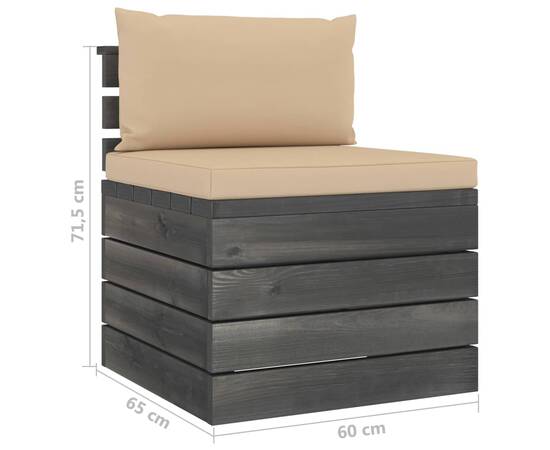 Set mobilier grădină paleți cu perne, 8 piese, lemn masiv pin, 8 image