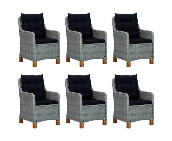 Set mobilier de exterior cu perne,7 piese,gri deschis,poliratan, 2 image