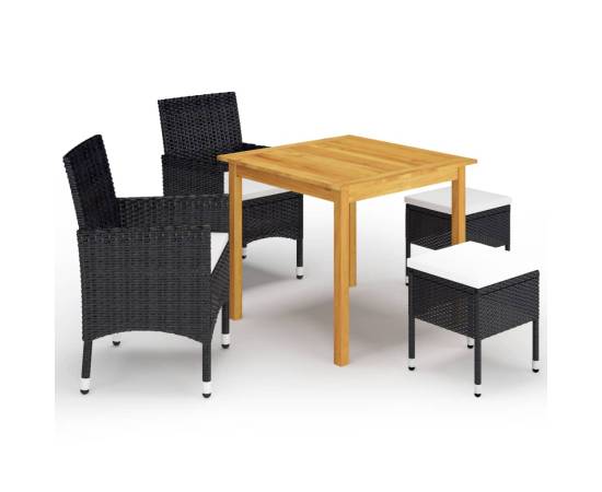 Set mobilier de grădină, 5 piese, negru