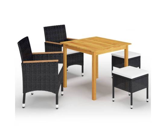 Set mobilier de grădină, 5 piese, negru