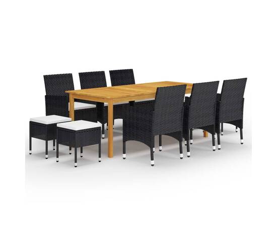 Set mobilier de grădină, 11 piese, negru