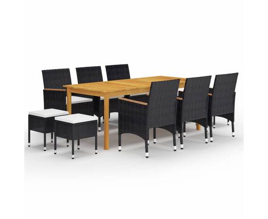 Set mobilier de grădină, 11 piese, negru