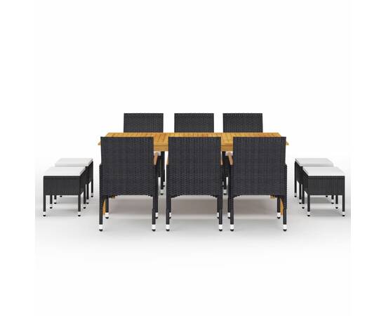 Set mobilier de grădină, 11 piese, negru, 2 image