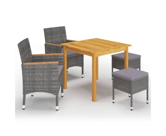 Set mobilier de grădină, 5 piese, gri