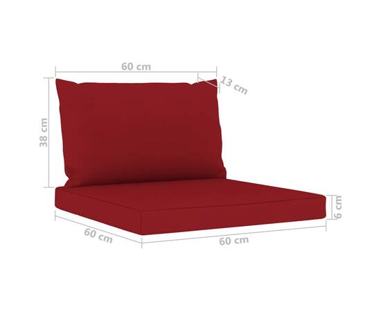 Canapea de grădină cu 4 locuri, perne roșu vin, 10 image