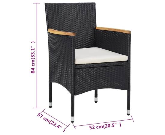 Set mobilier de grădină, 11 piese, negru, poliratan, 8 image