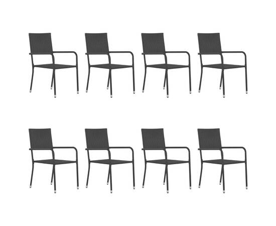 Set de masă pentru grădină, 9 piese, negru, poliratan, 3 image