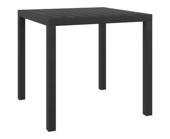 Set de masă pentru grădină cu perne, 5 piese, negru, poliratan, 10 image