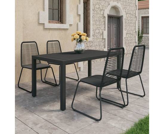 Set mobilier de grădină, 5 piese, negru, ratan pvc