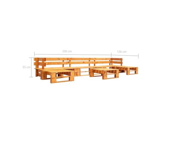Set mobilier de grădină paleți, 6 piese, maro miere, lemn, 3 image