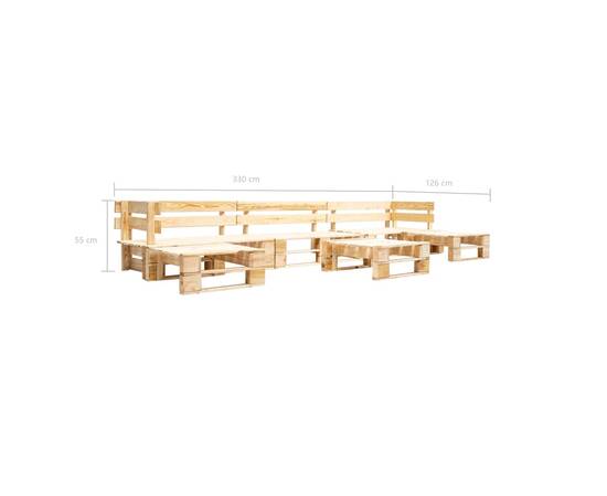 Set mobilier de grădină paleți, natural, 6 piese, lemn, 3 image