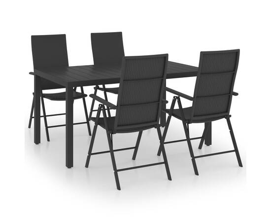 Set de masă pentru grădină, 5 piese, negru, 2 image
