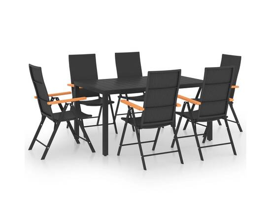 Set de masă pentru grădină, 7 piese, negru și maro, 2 image