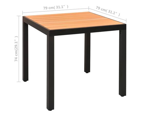 Set mobilier de grădină, 3 piese, negru și maro, 11 image