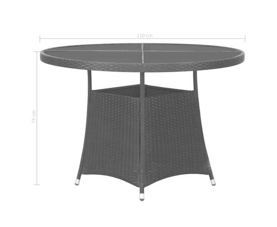 Set mobilier de grădină, 5 piese, negru, poliratan, 9 image