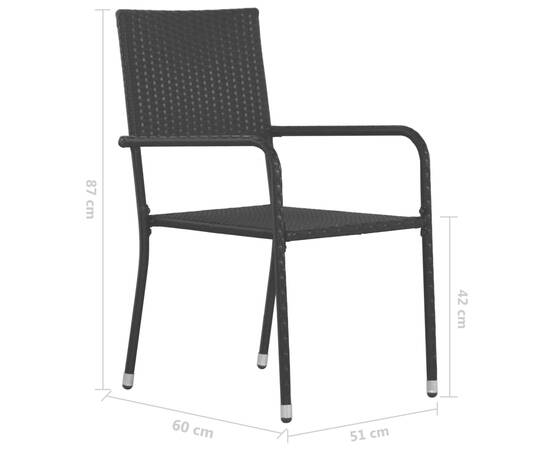 Set mobilier de grădină, 5 piese, negru, poliratan, 10 image